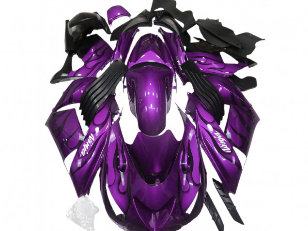 2006-2011 Purple Black Flame White Ninja Kawasaki ZX14R Motorcycle Fairings Canada
