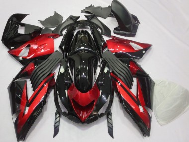 2006-2011 Red Glossy Black Stripe Kawasaki ZX14R Motorcycle Fairings Canada
