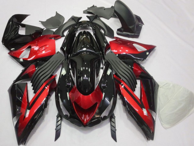 2006-2011 Red Glossy Black Stripe Kawasaki ZX14R Motorcycle Fairings Canada