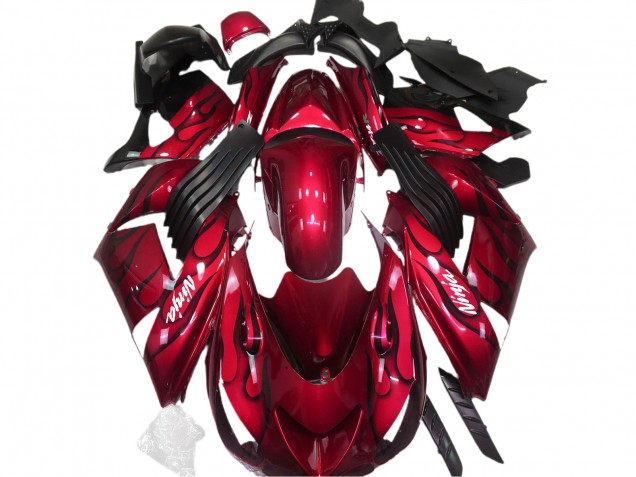 2006-2011 Red Black Flame White Ninja Kawasaki ZX14R Motorcycle Fairings Canada