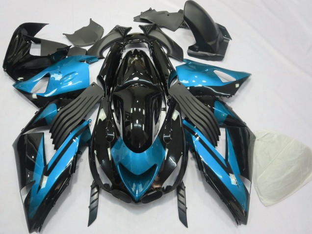 2006-2011 Light Blue Glossy Black Kawasaki ZX14R Motorcycle Fairings Canada