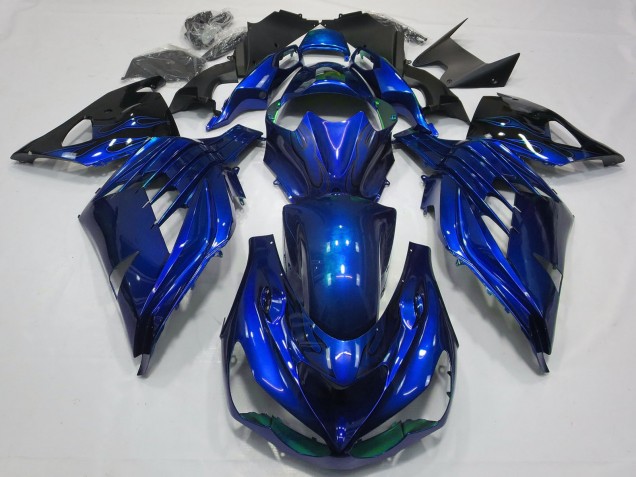 2012-2024 Blue Glossy Black Kawasaki ZX14R ZZR1400 Motorcycle Fairings Canada