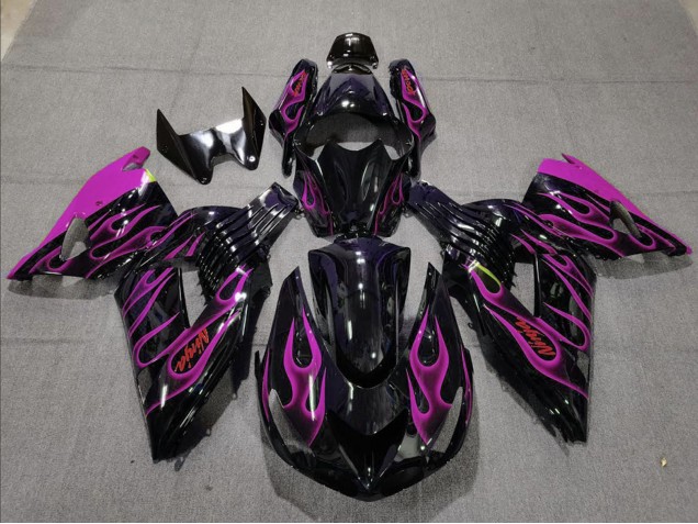 2006-2011 Glossy Black Purple Flame Kawasaki ZX14R Motorcycle Fairing Canada