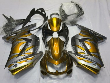 2008-2012 Silver Gold Flame Kawasaki Ninja 250 Motorcycle Fairings Canada