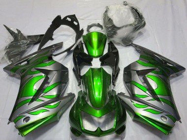 2008-2012 Silver Green Flame Kawasaki Ninja 250 Motorcycle Fairings Canada