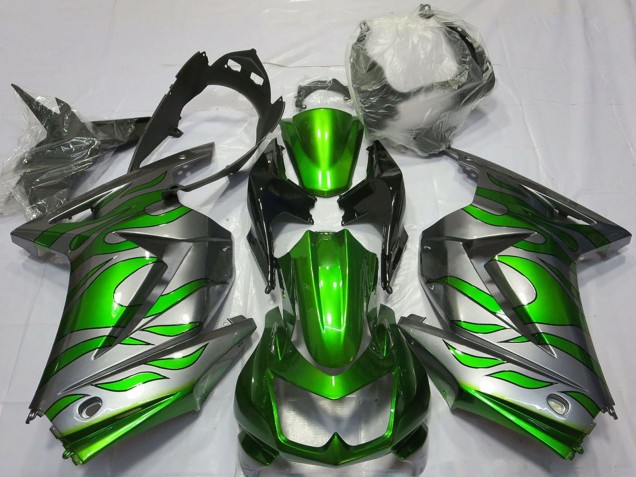 2008-2012 Silver Green Flame Kawasaki Ninja 250 Motorcycle Fairings Canada