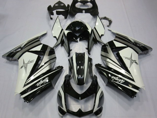 2008-2012 White Silver Star Glossy Black Kawasaki Ninja 250 Motorcycle Fairings Canada