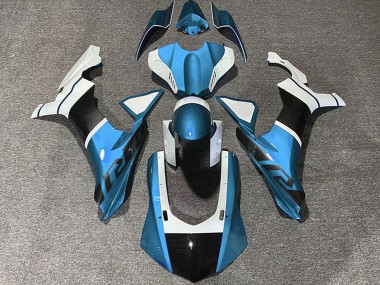 2015-2019 Light Blue White Carbon Fiber Accents Yamaha R1 Motorcycle Fairings Canada
