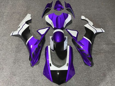 2015-2019 White Purple Carbon Fiber Accents Yamaha R1 Motorcycle Fairings Canada