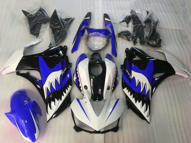 2015-2018 White Blue Glossy Black Shark Yamaha R3 Motorcycle Fairings Canada