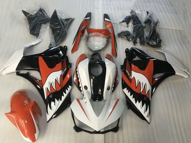 2015-2018 White Orange Glossy Black Shark Yamaha R3 Motorcycle Fairings Canada
