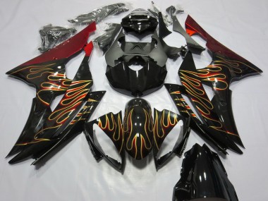 2008-2016 Red Glossy Black Gold Flame Yamaha R6 Motorcycle Fairings Canada