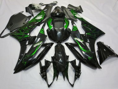 2006-2007 Glossy Black Green Flame Yamaha R6 Motorcycle Fairings Canada
