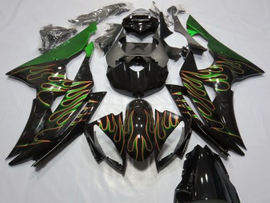 2008-2016 Green Glossy Black Gold Flame Yamaha R6 Motorcycle Fairings Canada