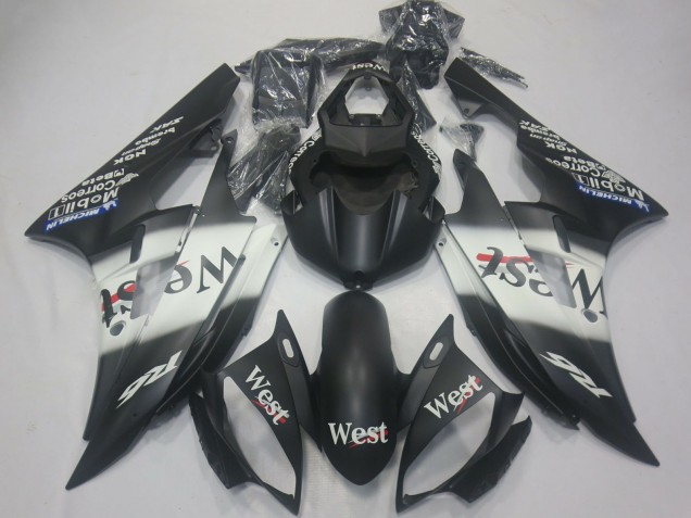2006-2007 Matte Black White West Michelin Yamaha R6 Motorcycle Fairings Canada