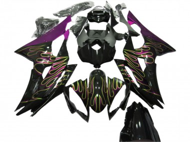2008-2016 Purple Glossy Black Gold Flame Yamaha R6 Motorcycle Fairings Canada
