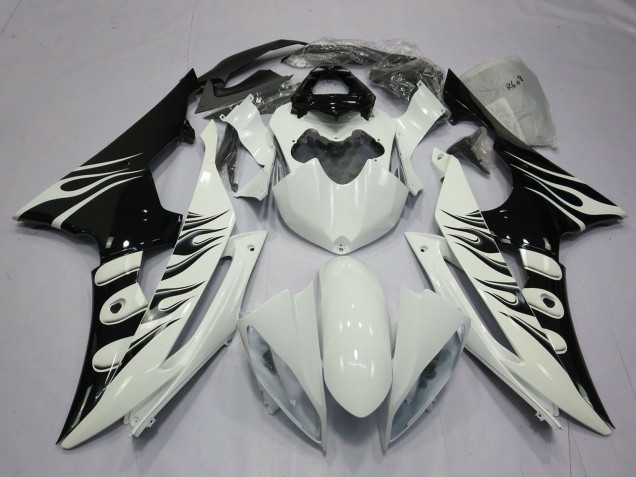 2008-2016 White Glossy Black Flame Yamaha R6 Motorcycle Fairings Canada