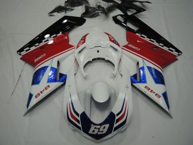 2007-2014 White Red Blue Glossy Black Corse 69 Ducati 848 Motorcycle Fairings Canada