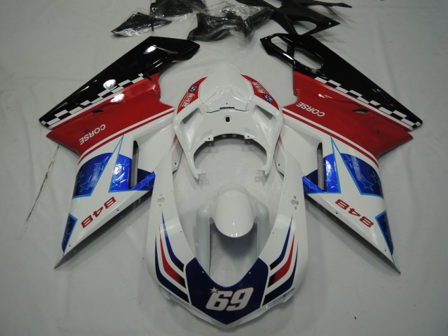 2007-2014 White Red Blue Glossy Black Corse 69 Ducati 848 Motorcycle Fairings Canada