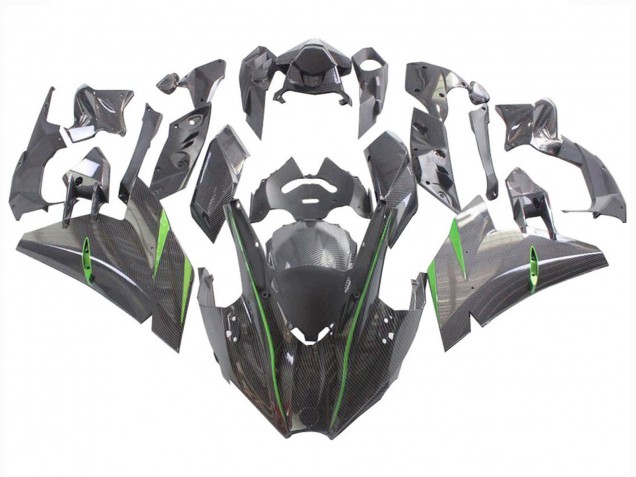 2015-2022 Black Carbon Fiber Green Kawasaki Ninja H2 Motorcycle Fairings Canada