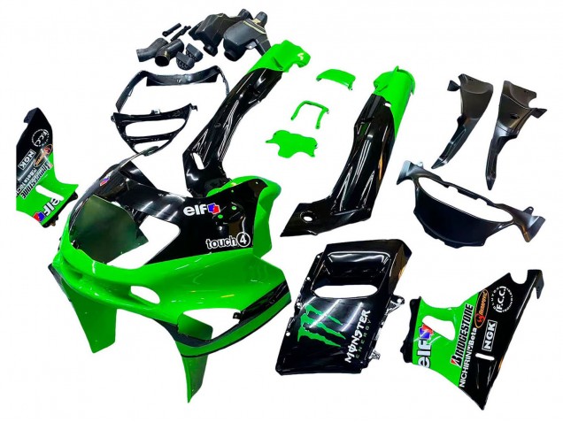 1993-2007 Green Glossy Black Green Monster Elf Touch4 Bridgestone Kawasaki ZZR400 Motorcycle Fairings Canada