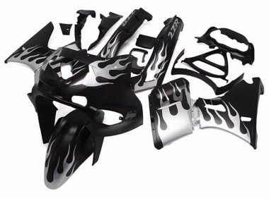 1993-2007 Glossy Black Silver Flame Kawasaki ZZR400 Motorcycle Fairings Canada