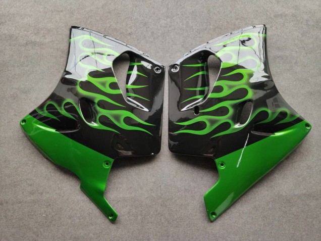1993-2003 Glossy Black Green Flame Kawasaki ZZR1100 Motorcycle Fairings Canada