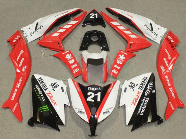 2012-2014 White Red Black Monster 21 Yamaha TMAX530 Motorcycle Fairings Canada