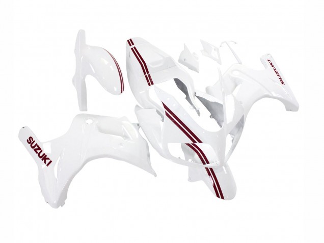 2003-2013 White with Dark Red Lines Suzuki SV650 Motorcycle Fairings Canada