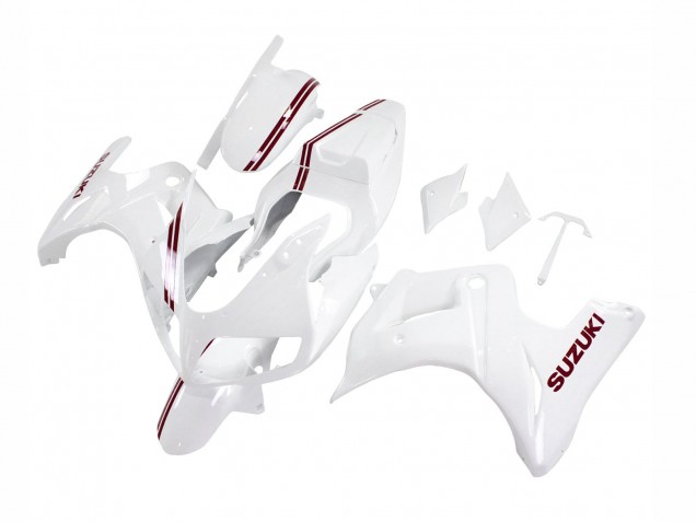 2003-2013 White with Dark Red Lines Suzuki SV650 Motorcycle Fairings Canada