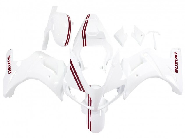 2003-2013 White with Dark Red Lines Suzuki SV650 Motorcycle Fairings Canada