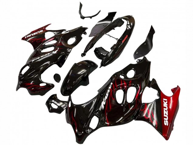 2004-2006 Glossy Black Red Flame Suzuki GSX600F/GSX750F Motorcycle Fairings Canada