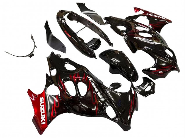 2004-2006 Glossy Black Red Flame Suzuki GSX600F/GSX750F Motorcycle Fairings Canada
