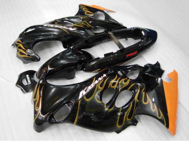 2004-2006 Glossy Black Orange Flame Katana Suzuki GSX600F/GSX750F Motorcycle Fairings Canada