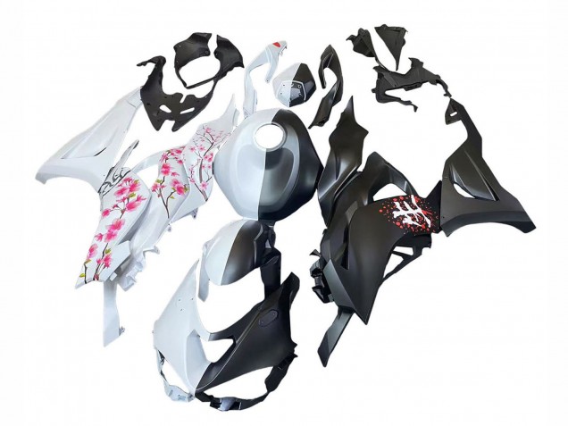 2023-2025 Black White with Flower Kawasaki ZX6R Motorcycle Fairings Canada
