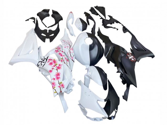 2023-2025 Black White with Flower Kawasaki ZX6R Motorcycle Fairings Canada