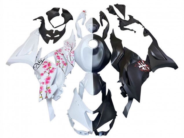 2023-2025 Black White with Flower Kawasaki ZX6R Motorcycle Fairings Canada