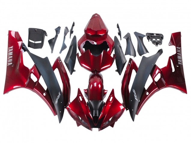 2006-2007 Red Matte Black Yamaha YZF 600 R6 Motorcycle Fairing Canada