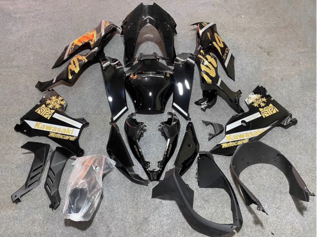 2021-2026 Glossy Black Gold Elf Snow Kawasaki ZX10R Motorcycle Fairings Canada