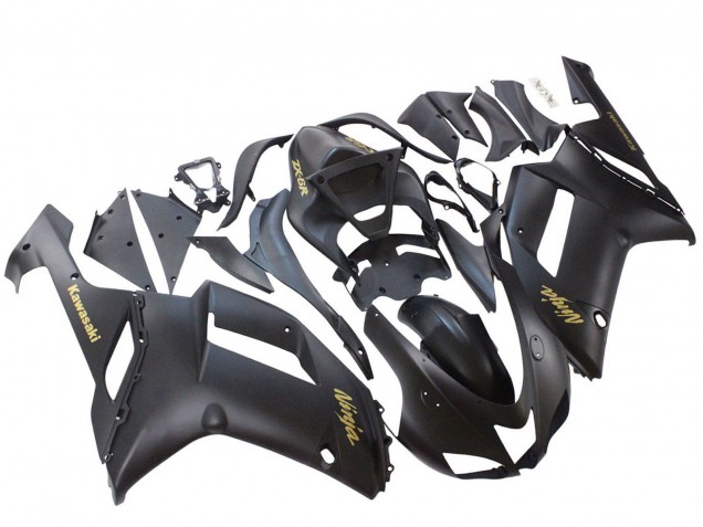 2007-2008 Matte Black with Yellow Logo Ninja Kawasaki ZX6R Motorcycle Fairings Canada