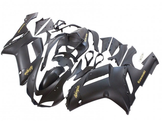 2007-2008 Matte Black with Yellow Logo Ninja Kawasaki ZX6R Motorcycle Fairings Canada