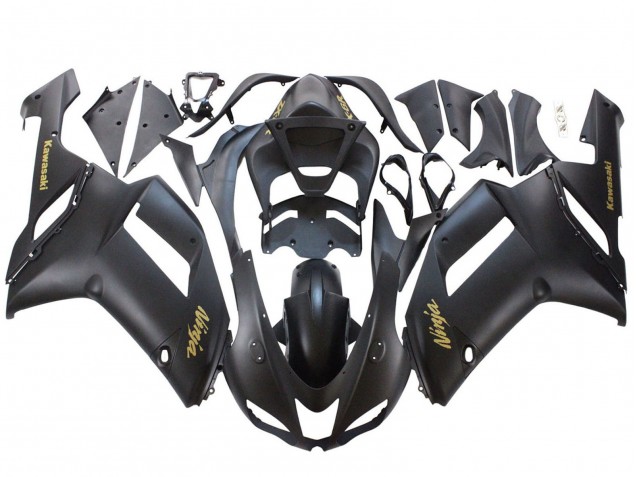 2007-2008 Matte Black with Yellow Logo Ninja Kawasaki ZX6R Motorcycle Fairings Canada