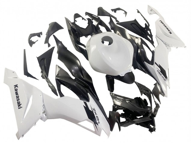 2019-2022 White Black Carbon Fiber Kawasaki ZX6R Motorcycle Fairings Canada