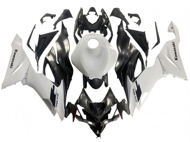 2019-2022 White Black Carbon Fiber Kawasaki ZX6R Motorcycle Fairings Canada