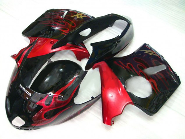 1996-2007 Glossy Black Red Flame Honda CBR1100XX Blackbird Motorcycle Fairing Kits Canada