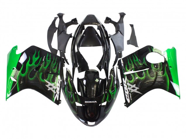 1996-2007 Glossy Black Green Flame Honda CBR1100XX Blackbird Motorcycle Fairing Canada