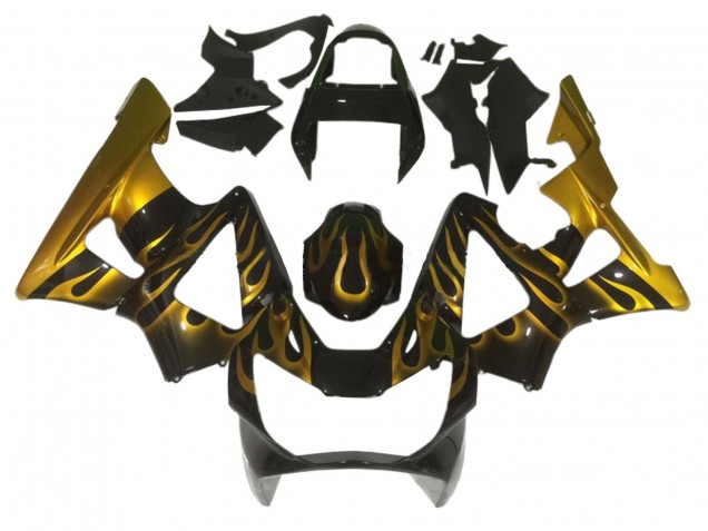 2000-2001 Glossy Black Gold Flame Honda CBR900RR 929 Motorcycle Fairings Canada