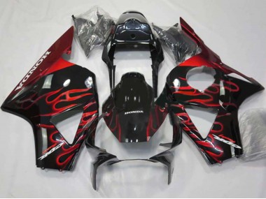 2002-2003 Glossy Black Red Flame Honda CBR900RR 954 Motorcycle Fairings Canada