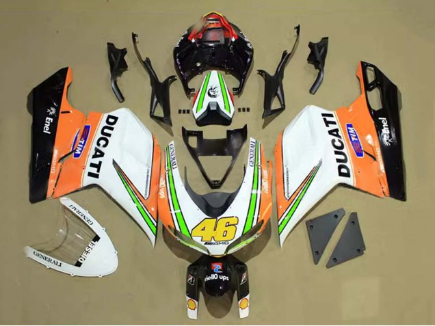 2007-2014 White Orange Green Glossy Black Tim 46 Ducati 848/1098/1198 Motorcycle Fairings Canada