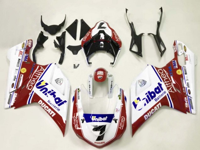 2007-2014 White Red Blue Unibat 7 Ducati 848/1098/1198 Motorcycle Fairings Canada
